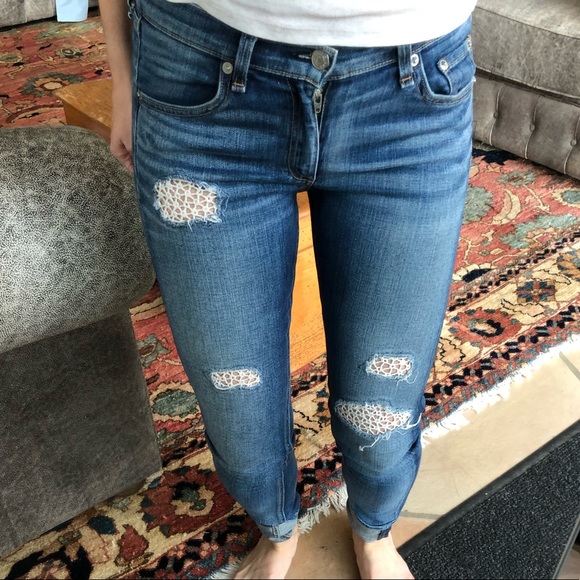Lace stitched Rag and Bone skinny jeans - Picture 1 of 6